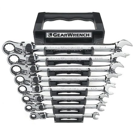 8 Piece SAE  XL Locking Flex Head Ratcheting Wrench Set